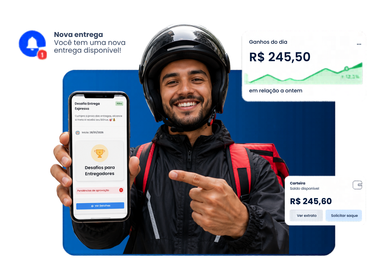 Entregador com o app da Entregas Expressas